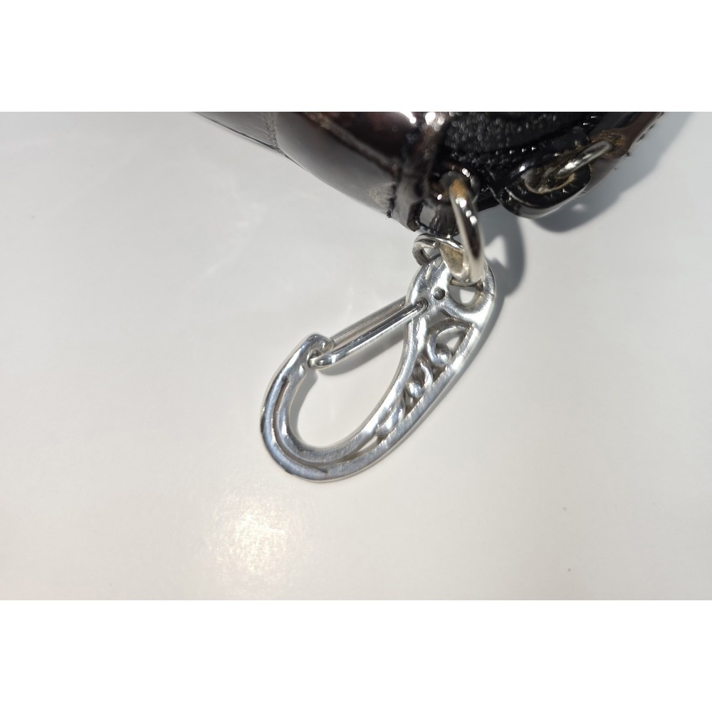 Brighton Black Leather Wallet-Purse Bag Crossbody Silver Tone Metal Hardware - Picture 6 of 11